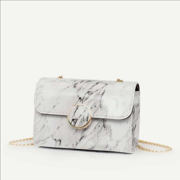 ⭐️ Marble Pattern Faux Leather Crossbody Bag - Picture 3 of 4